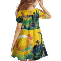 Personalized Brazil Sete de Setembro Kid Short Sleeve Dress Brasil Rio de Janeiro Art Style - Wonder Print Shop