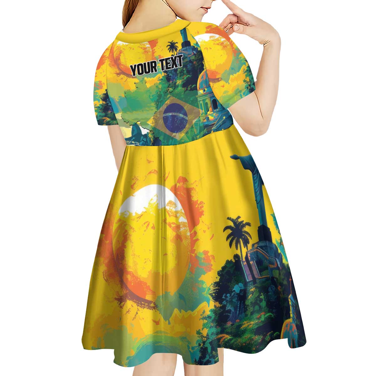 Personalized Brazil Sete de Setembro Kid Short Sleeve Dress Brasil Rio de Janeiro Art Style - Wonder Print Shop