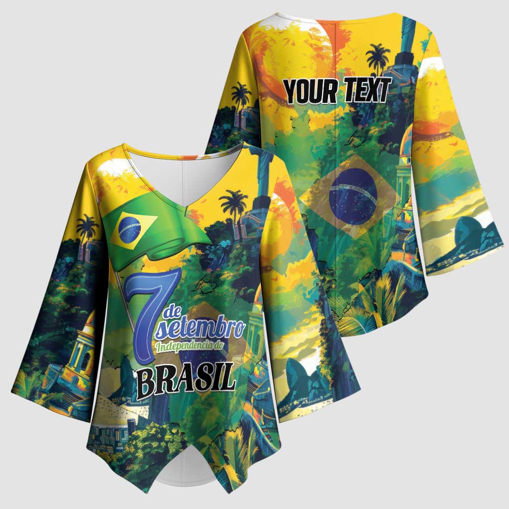 Personalized Brazil Sete de Setembro Kimono Sleeve Blouse Brasil Rio de Janeiro Art Style - Wonder Print Shop