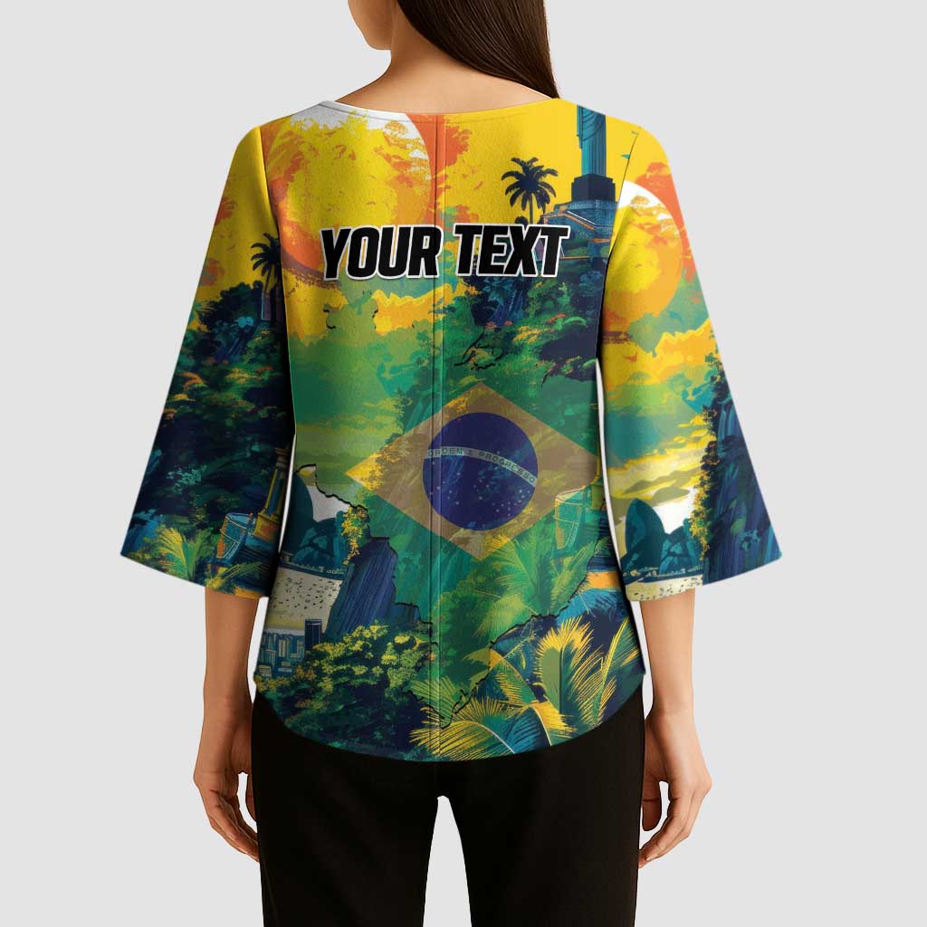 Personalized Brazil Sete de Setembro Kimono Sleeve Blouse Brasil Rio de Janeiro Art Style - Wonder Print Shop