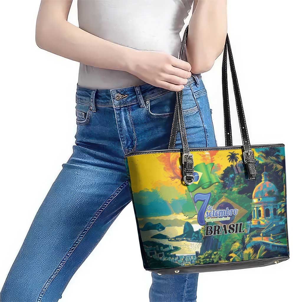 Brazil Sete de Setembro Leather Tote Bag Brasil Rio de Janeiro Art Style - Wonder Print Shop