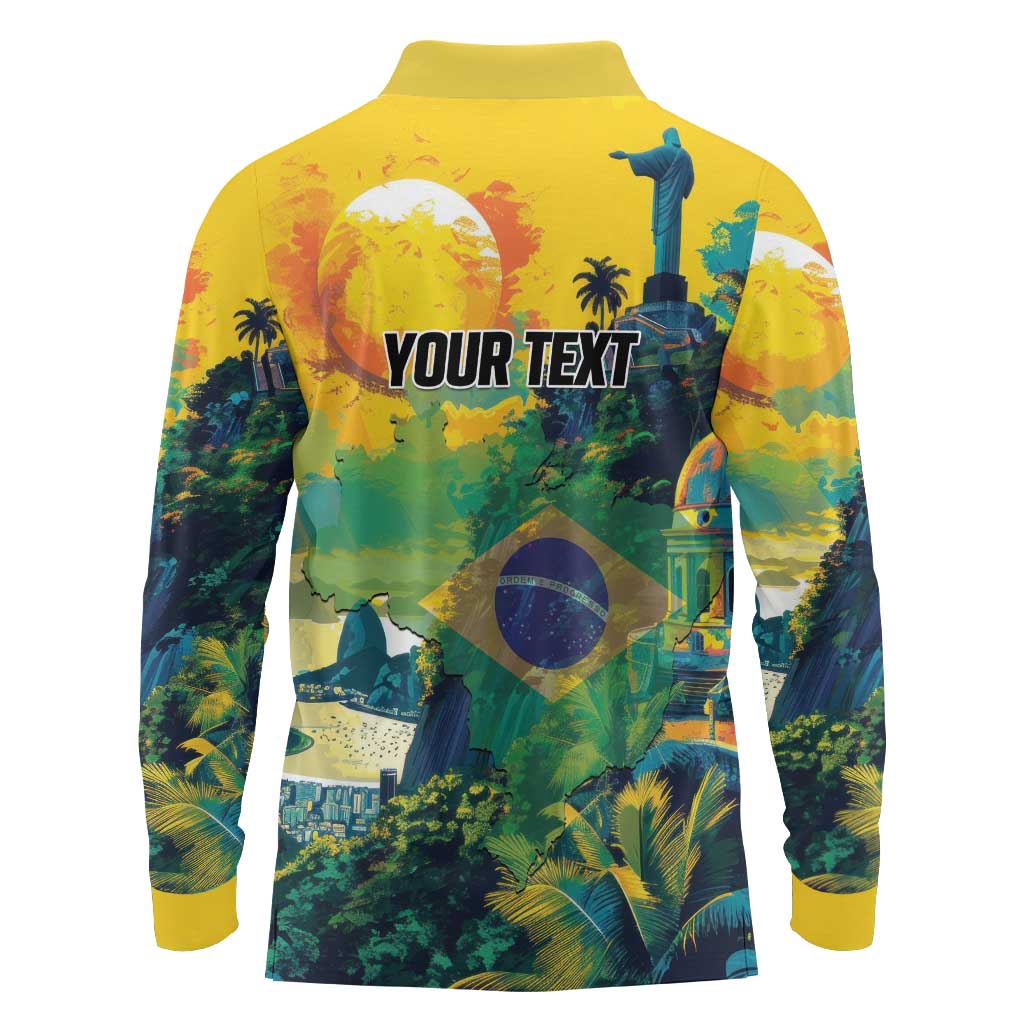 Personalized Brazil Sete de Setembro Long Sleeve Polo Shirt Brasil Rio de Janeiro Art Style - Wonder Print Shop
