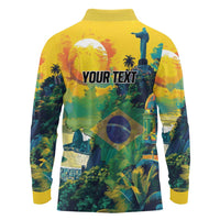 Personalized Brazil Sete de Setembro Long Sleeve Polo Shirt Brasil Rio de Janeiro Art Style - Wonder Print Shop