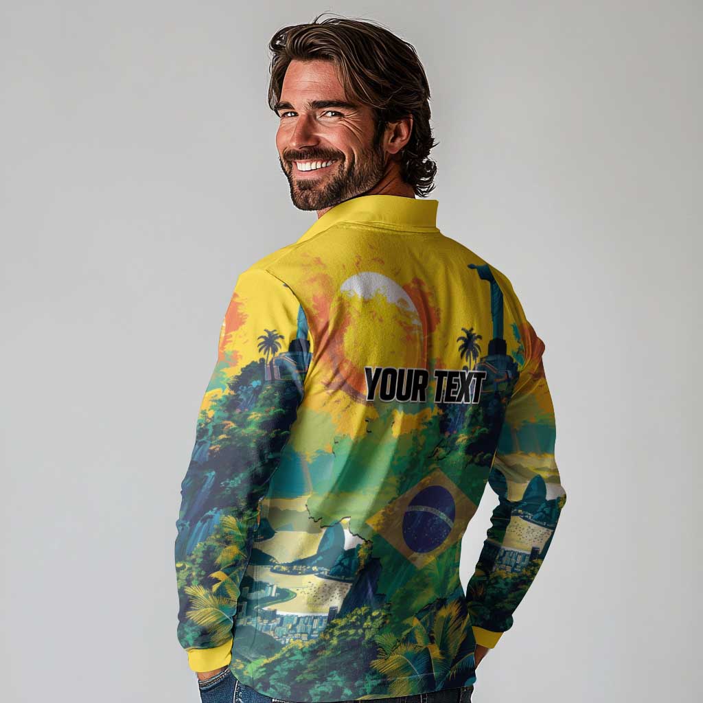 Personalized Brazil Sete de Setembro Long Sleeve Polo Shirt Brasil Rio de Janeiro Art Style - Wonder Print Shop