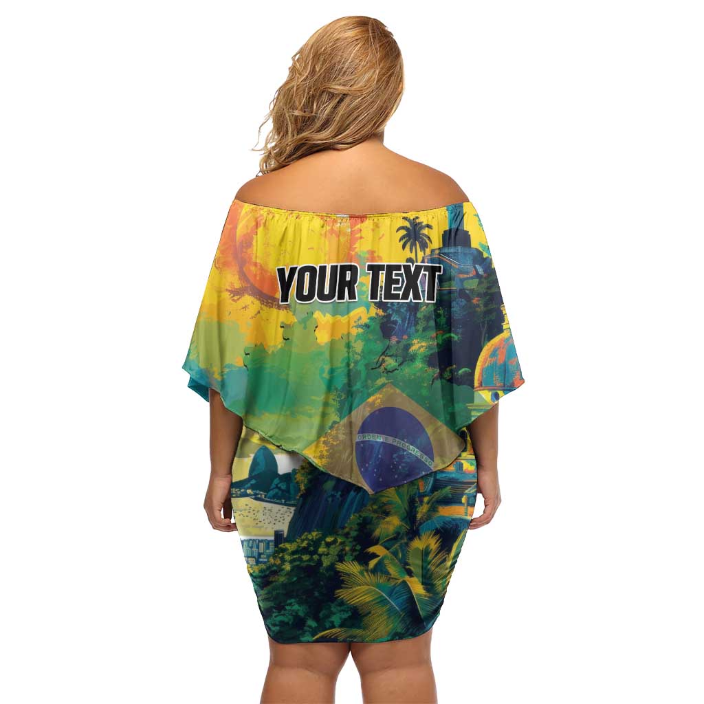 Personalized Brazil Sete de Setembro Off Shoulder Short Dress Brasil Rio de Janeiro Art Style - Wonder Print Shop