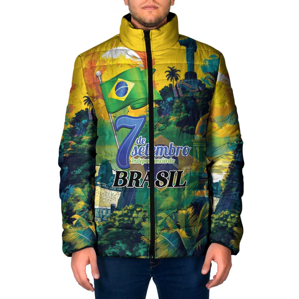 Personalized Brazil Sete de Setembro Padded Jacket Brasil Rio de Janeiro Art Style - Wonder Print Shop
