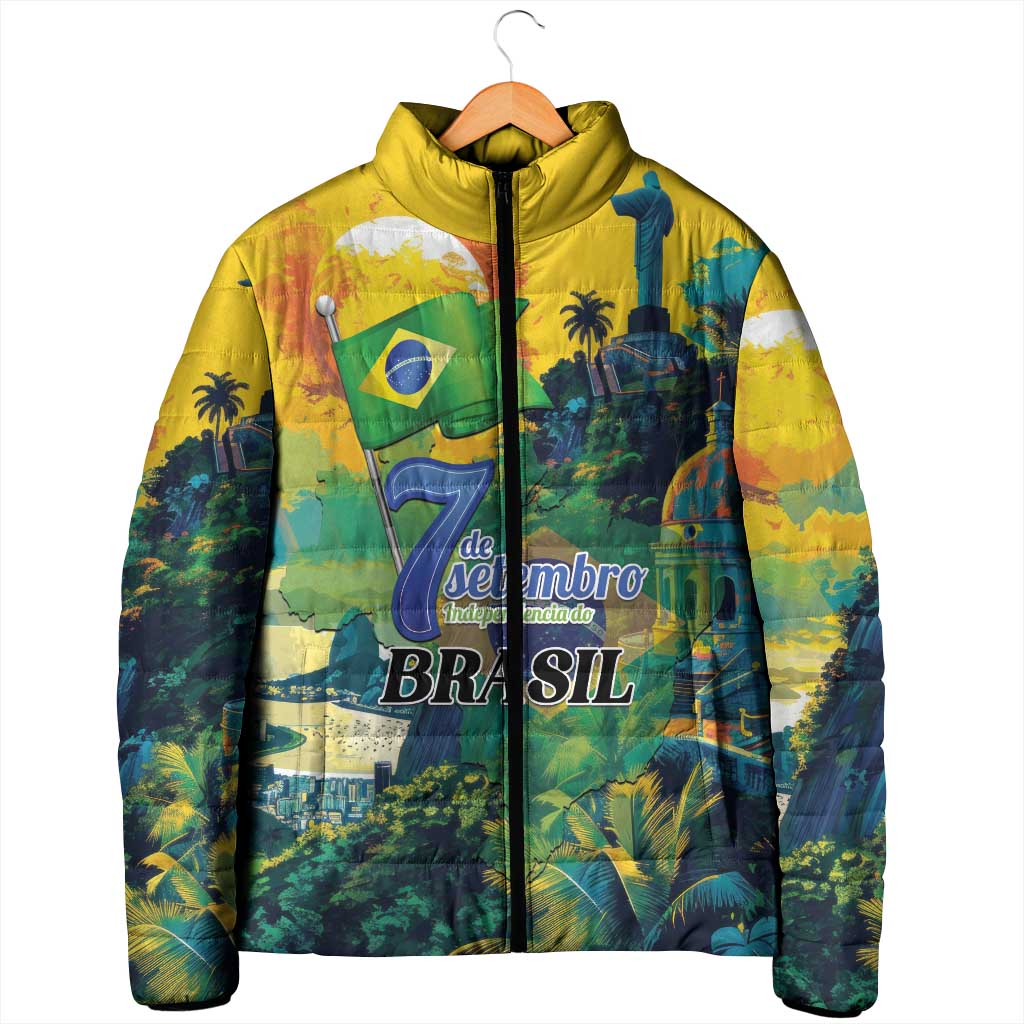 Personalized Brazil Sete de Setembro Padded Jacket Brasil Rio de Janeiro Art Style - Wonder Print Shop