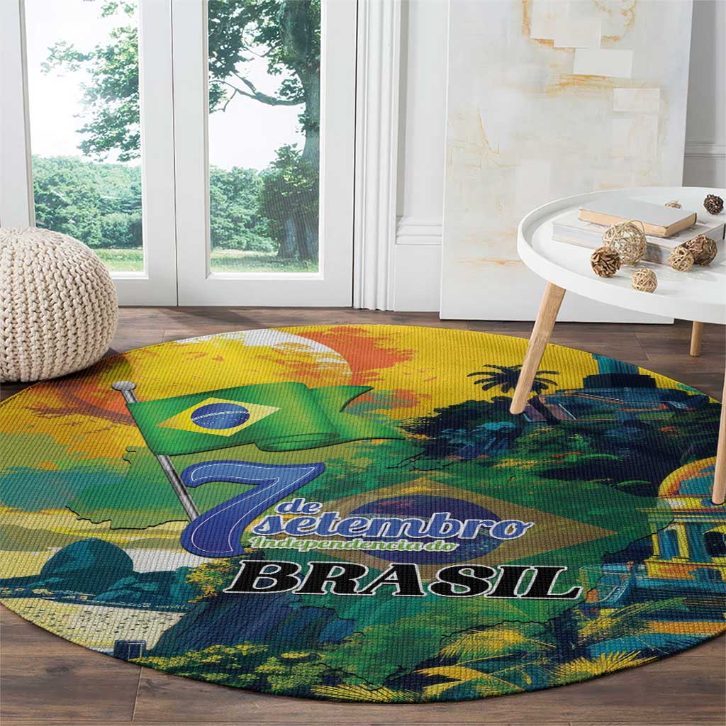 Brazil Sete de Setembro Round Carpet Brasil Rio de Janeiro Art Style - Wonder Print Shop