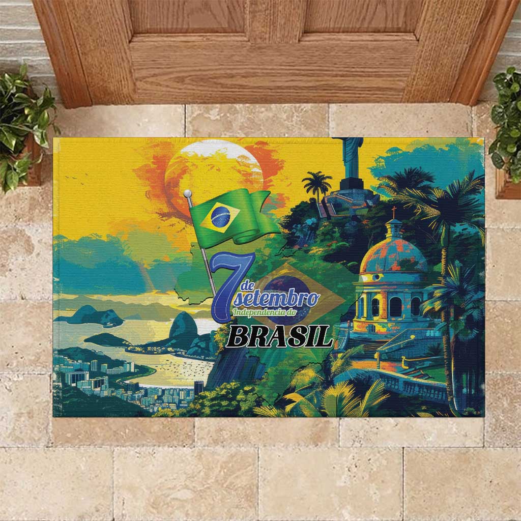 Brazil Sete de Setembro Rubber Doormat Brasil Rio de Janeiro Art Style - Wonder Print Shop