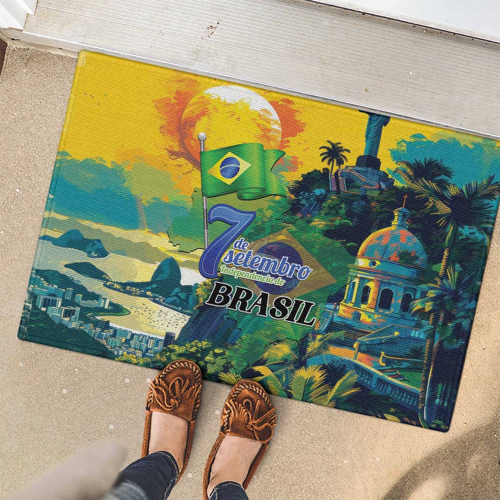 Brazil Sete de Setembro Rubber Doormat Brasil Rio de Janeiro Art Style - Wonder Print Shop