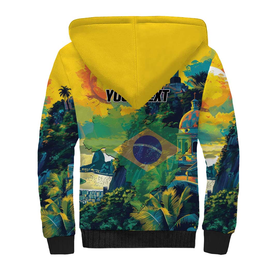 Personalized Brazil Sete de Setembro Sherpa Hoodie Brasil Rio de Janeiro Art Style - Wonder Print Shop