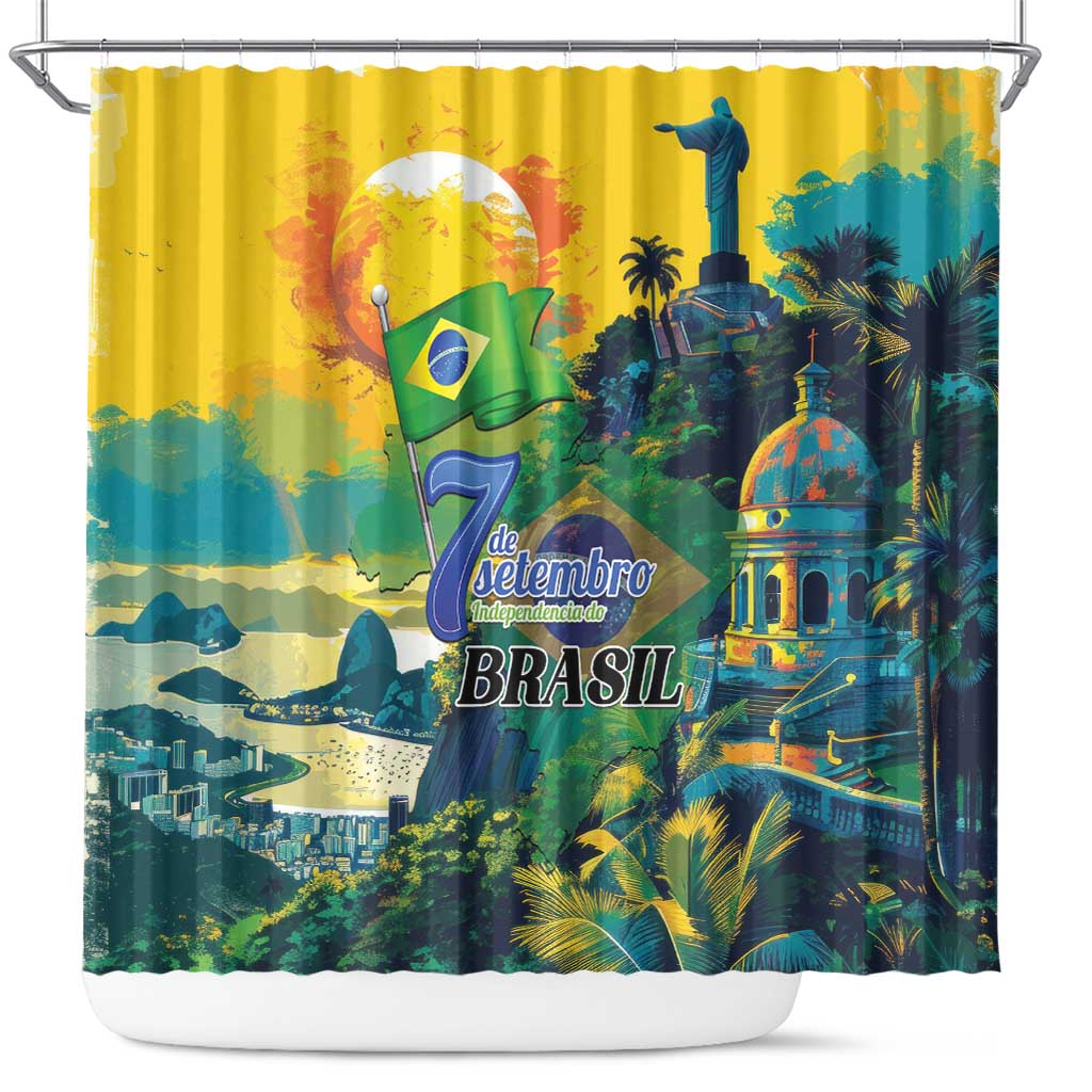 Brazil Sete de Setembro Shower Curtain Brasil Rio de Janeiro Art Style - Wonder Print Shop