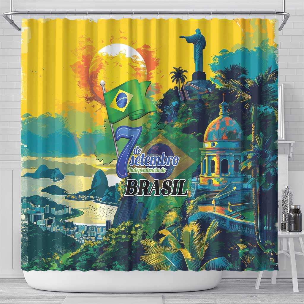Brazil Sete de Setembro Shower Curtain Brasil Rio de Janeiro Art Style - Wonder Print Shop
