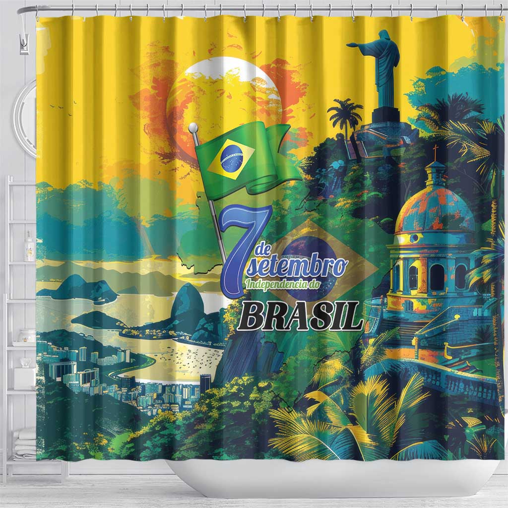 Brazil Sete de Setembro Shower Curtain Brasil Rio de Janeiro Art Style - Wonder Print Shop