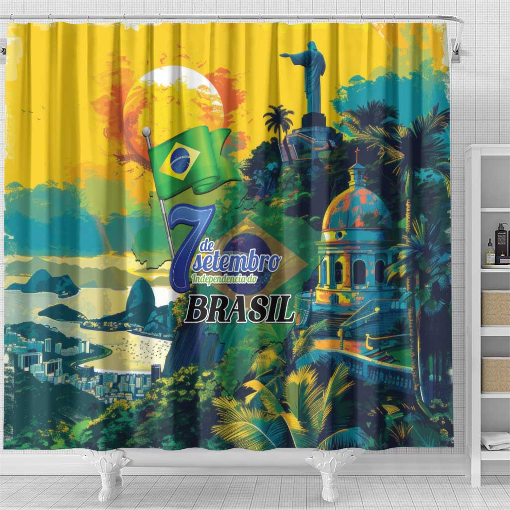 Brazil Sete de Setembro Shower Curtain Brasil Rio de Janeiro Art Style - Wonder Print Shop