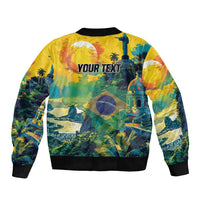 Personalized Brazil Sete de Setembro Sleeve Zip Bomber Jacket Brasil Rio de Janeiro Art Style - Wonder Print Shop