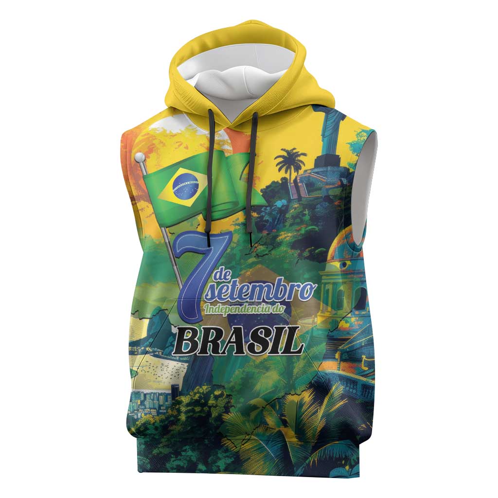 Personalized Brazil Sete de Setembro Sleeveless Hoodie Brasil Rio de Janeiro Art Style - Wonder Print Shop