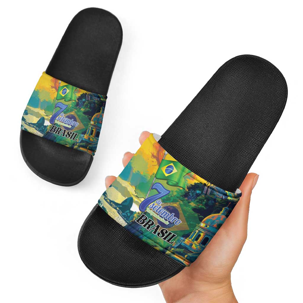 Brazil Sete de Setembro Slide Sandals Brasil Rio de Janeiro Art Style - Wonder Print Shop