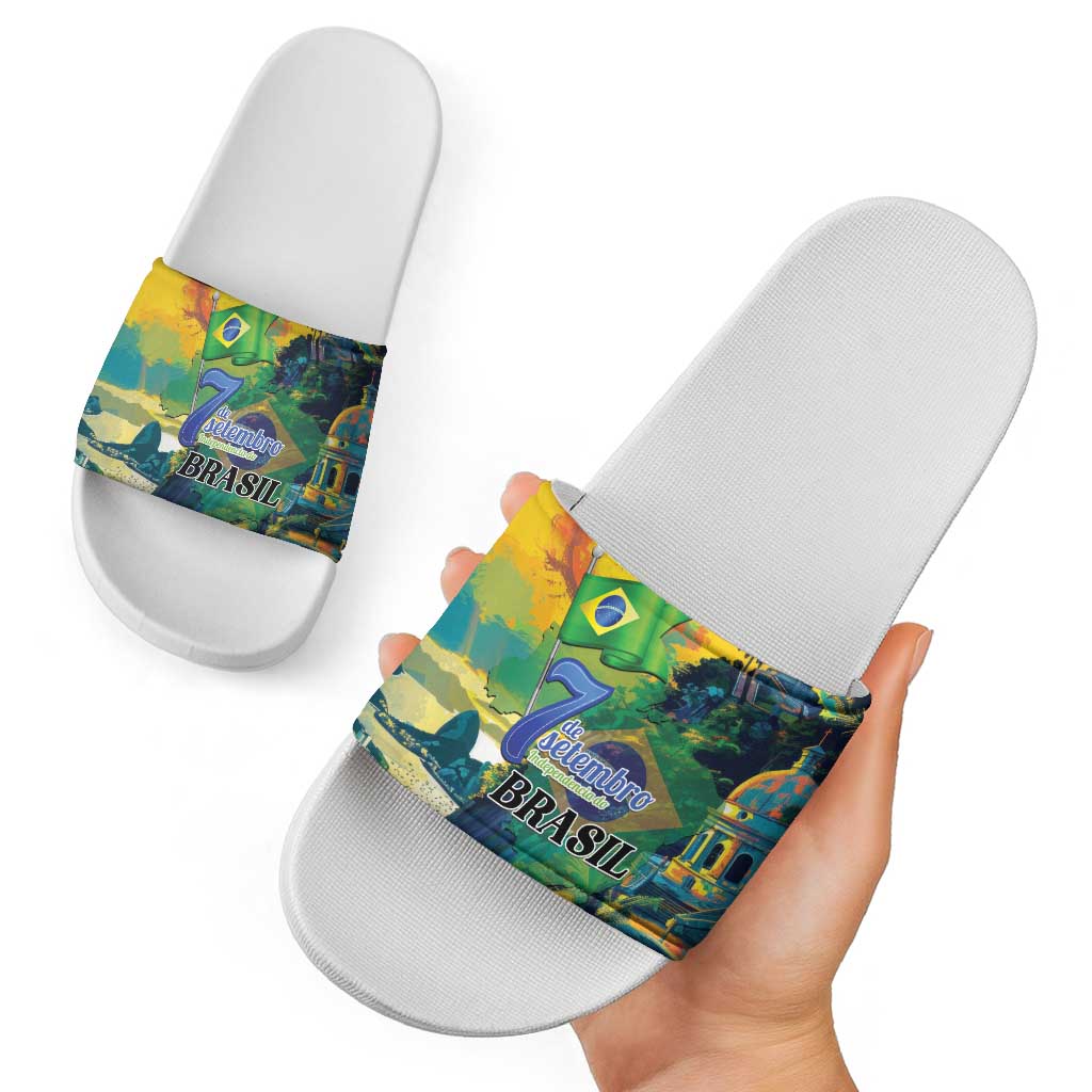 Brazil Sete de Setembro Slide Sandals Brasil Rio de Janeiro Art Style - Wonder Print Shop