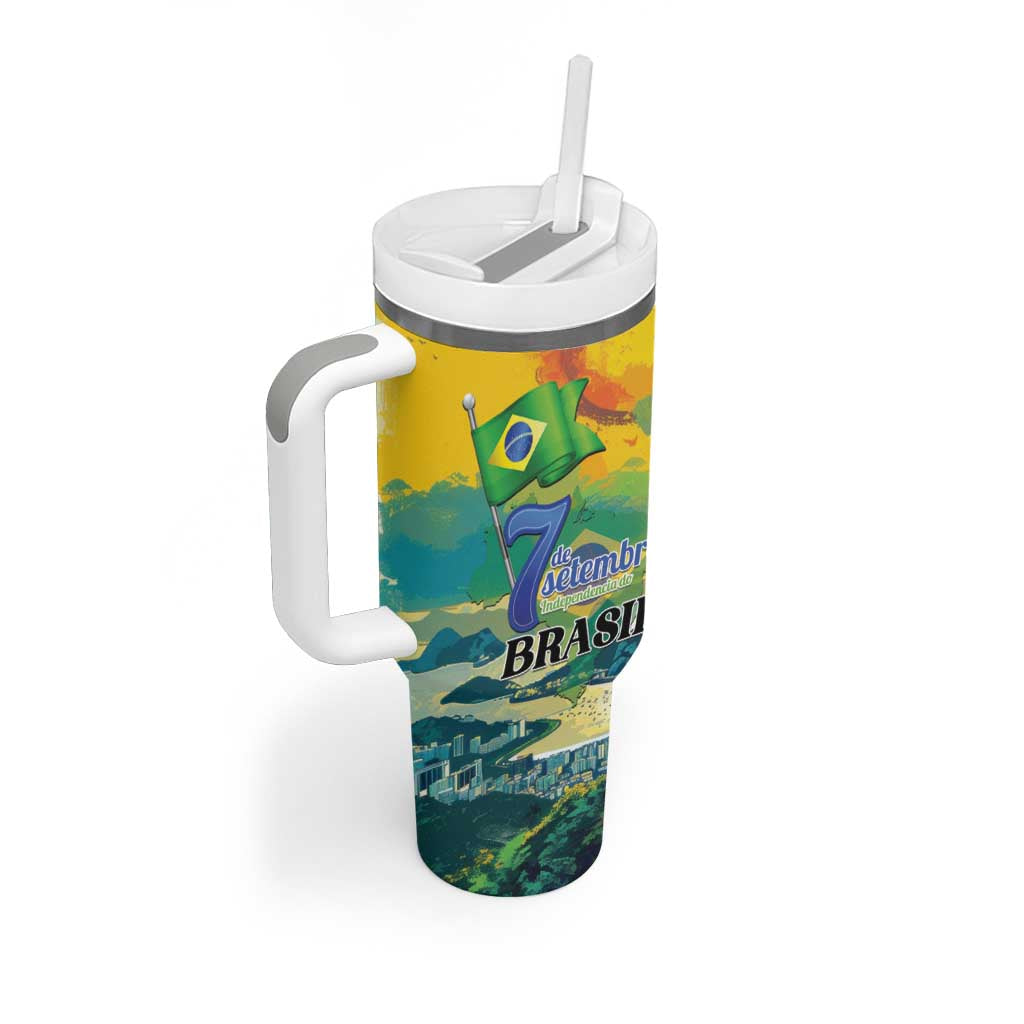 Personalized Brazil Sete de Setembro Tumbler With Handle Brasil Rio de Janeiro Art Style - Wonder Print Shop
