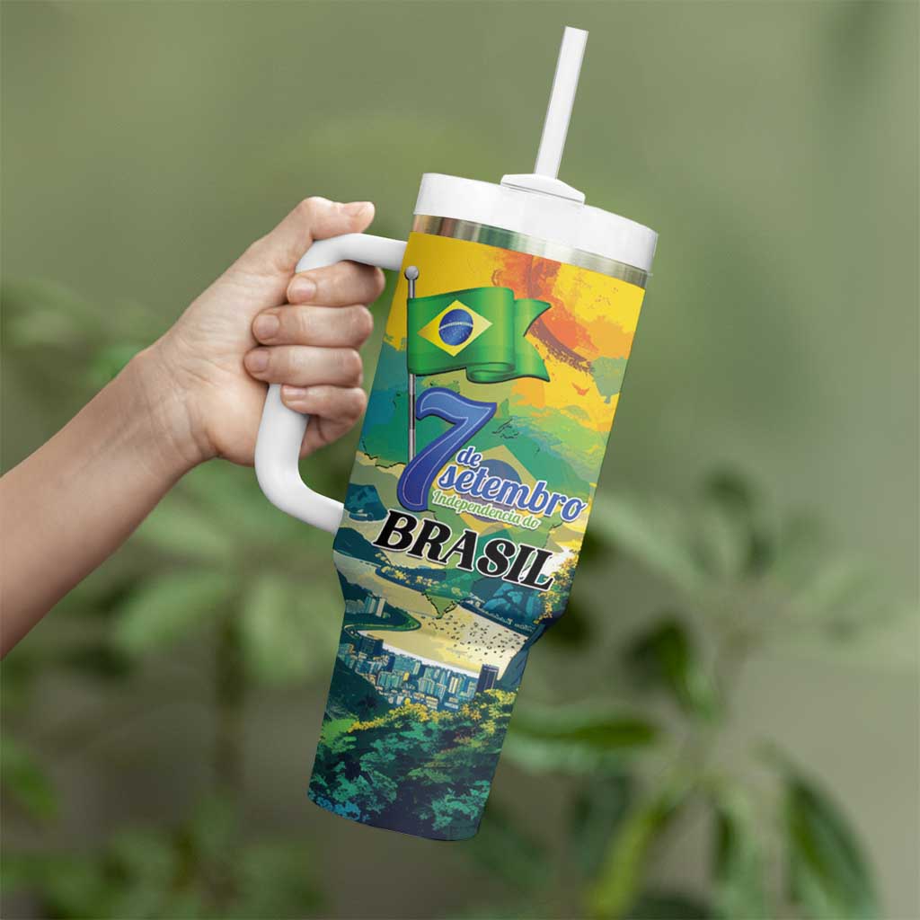 Personalized Brazil Sete de Setembro Tumbler With Handle Brasil Rio de Janeiro Art Style - Wonder Print Shop