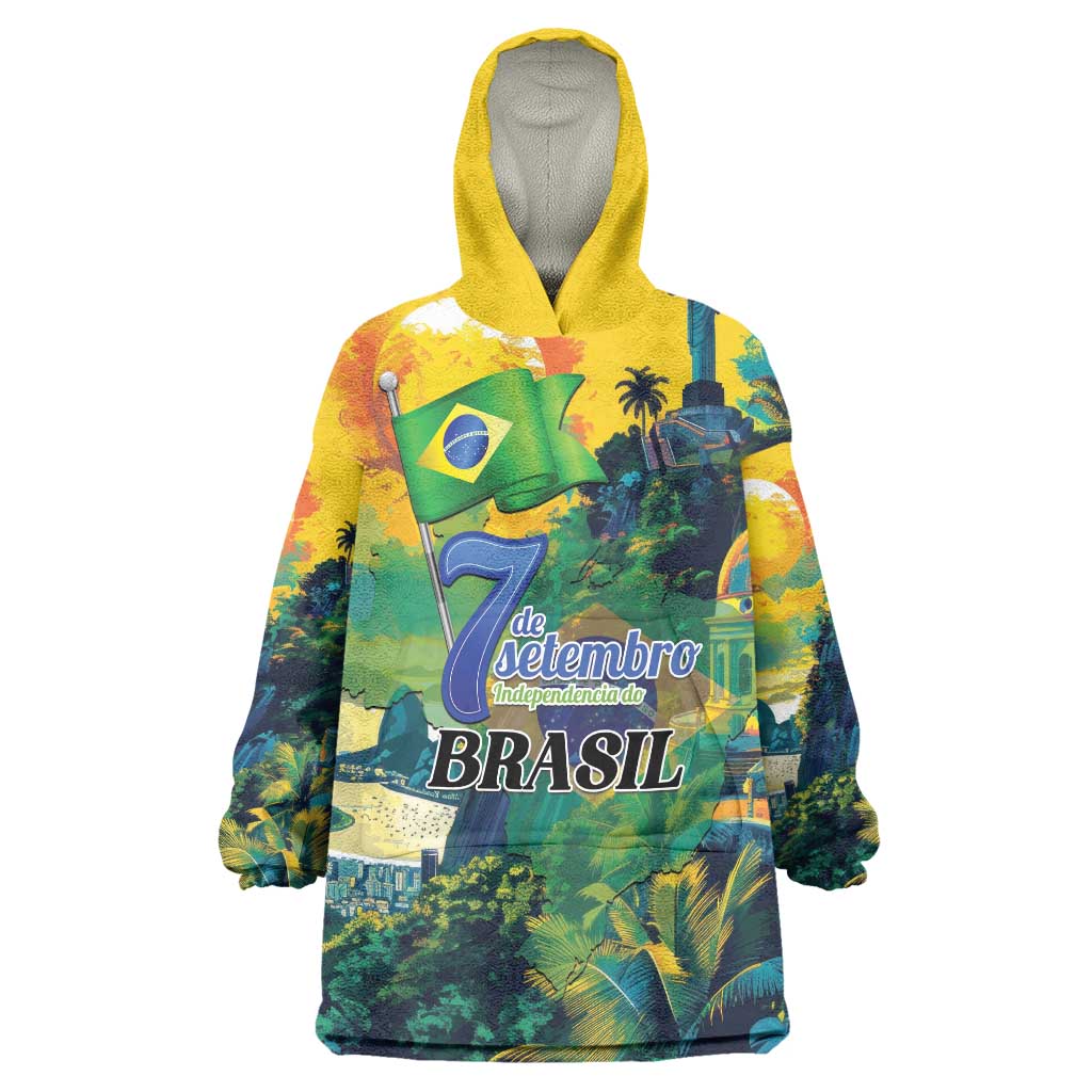 Personalized Brazil Sete de Setembro Wearable Blanket Hoodie Brasil Rio de Janeiro Art Style - Wonder Print Shop