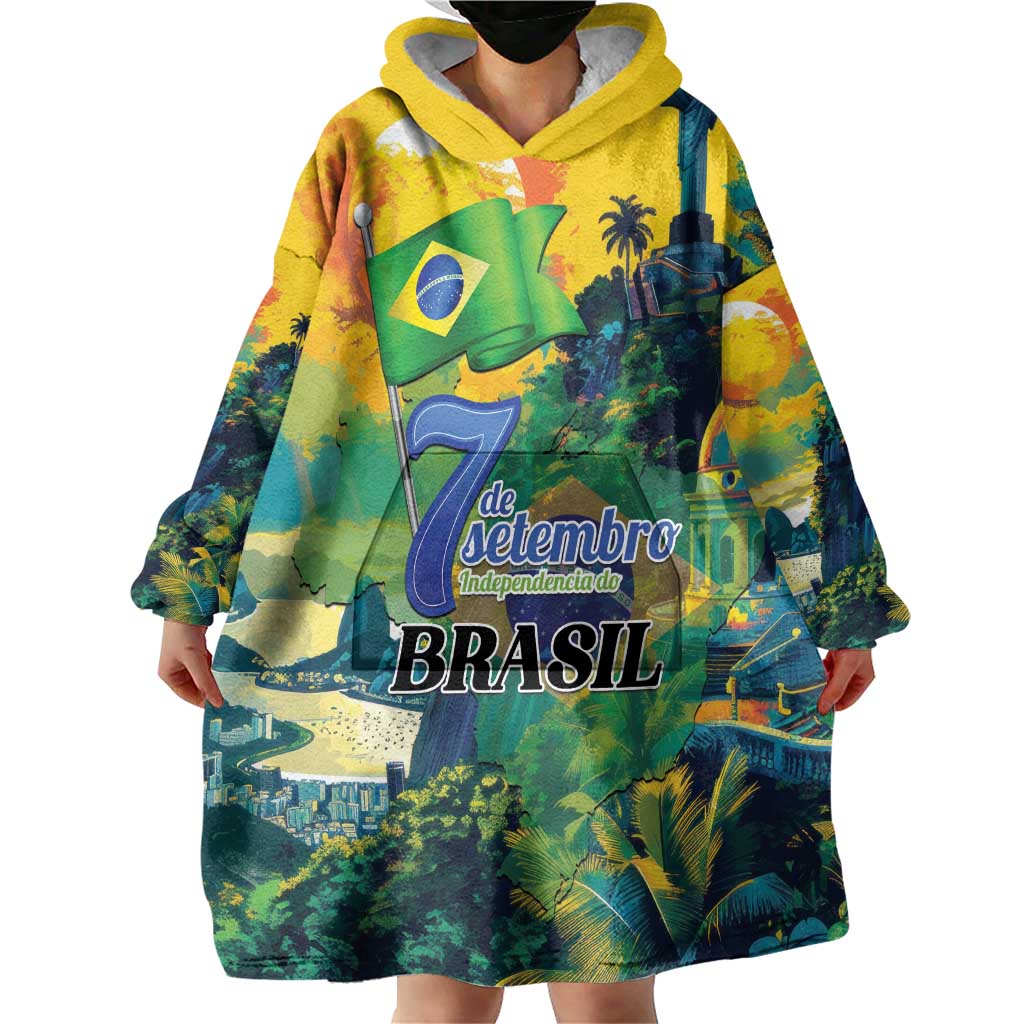 Personalized Brazil Sete de Setembro Wearable Blanket Hoodie Brasil Rio de Janeiro Art Style - Wonder Print Shop