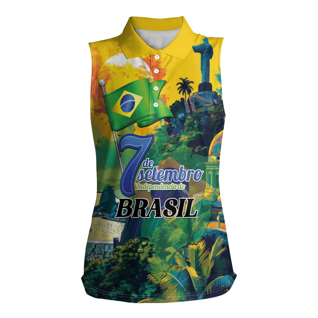 Personalized Brazil Sete de Setembro Women Sleeveless Polo Shirt Brasil Rio de Janeiro Art Style - Wonder Print Shop