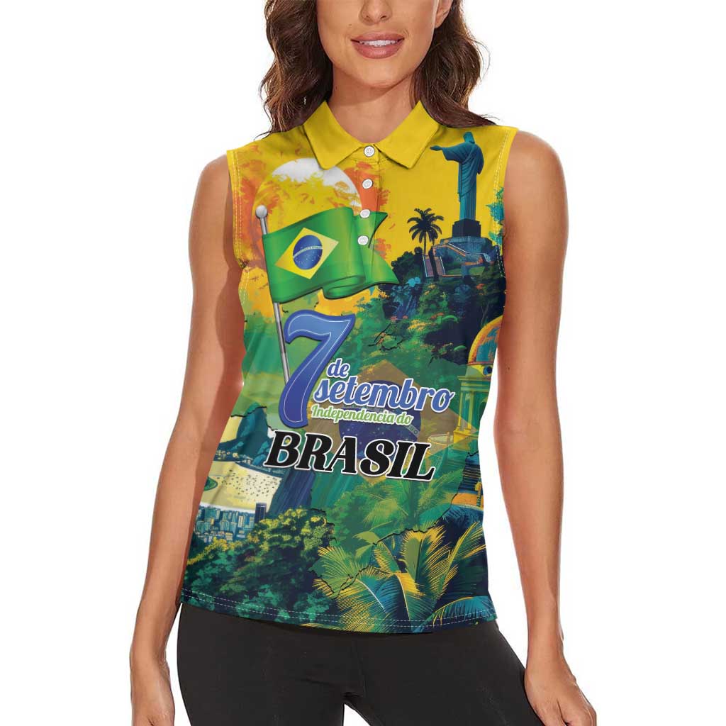 Personalized Brazil Sete de Setembro Women Sleeveless Polo Shirt Brasil Rio de Janeiro Art Style - Wonder Print Shop
