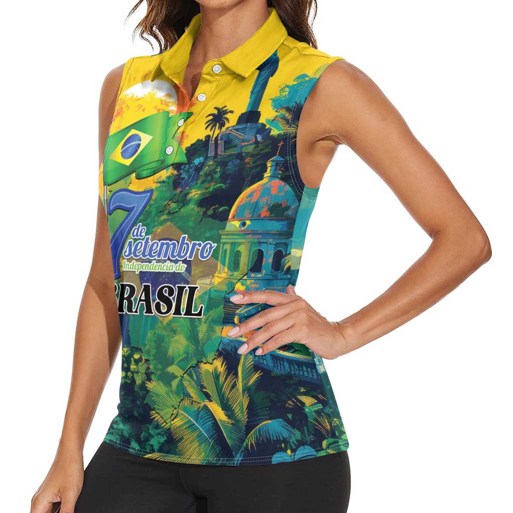 Personalized Brazil Sete de Setembro Women Sleeveless Polo Shirt Brasil Rio de Janeiro Art Style - Wonder Print Shop