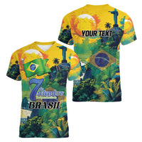 Personalized Brazil Sete de Setembro Women V-Neck T-Shirt Brasil Rio de Janeiro Art Style - Wonder Print Shop
