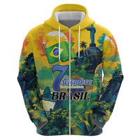 Personalized Brazil Sete de Setembro Zip Hoodie Brasil Rio de Janeiro Art Style - Wonder Print Shop