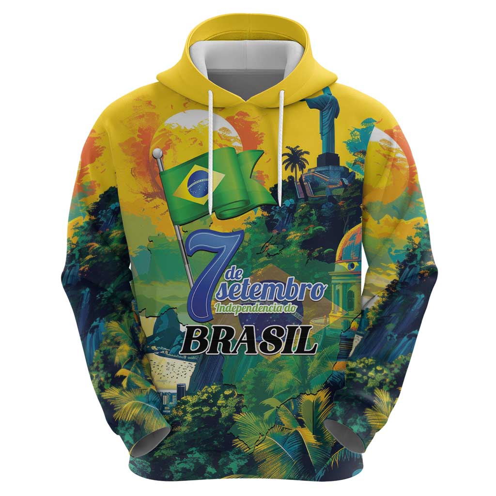Personalized Brazil Sete de Setembro Zip Hoodie Brasil Rio de Janeiro Art Style - Wonder Print Shop