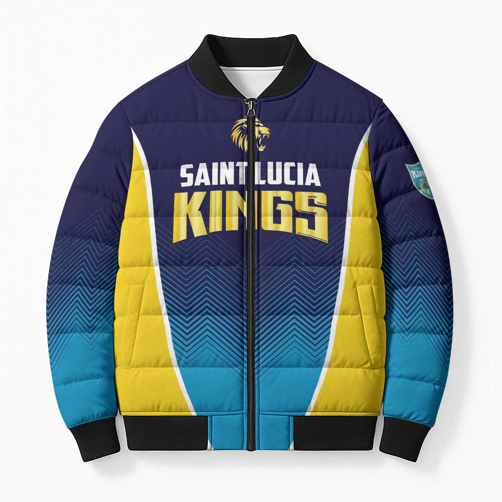 Custom St Lucia Kings Cricket Bomber Puffer Jacket Beinspired Come On - Wonder Print Shop