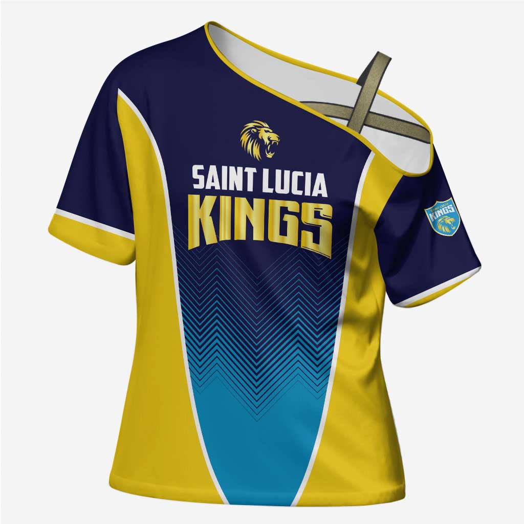 Custom St Lucia Kings Cricket Cross Shoulder Shirt Beinspired Come On - Wonder Print Shop