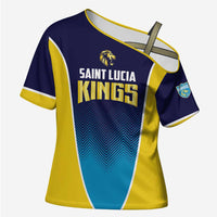 Custom St Lucia Kings Cricket Cross Shoulder Shirt Beinspired Come On - Wonder Print Shop