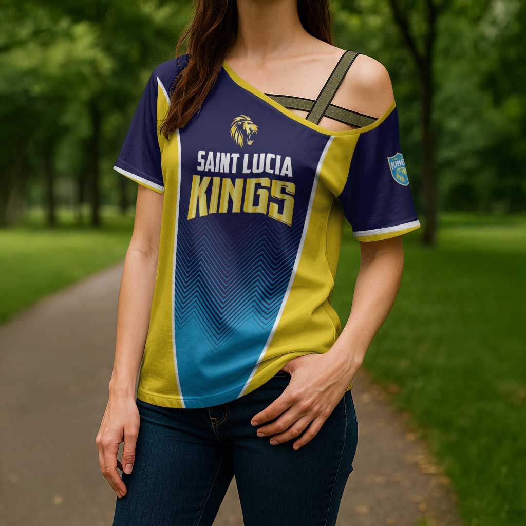 Custom St Lucia Kings Cricket Cross Shoulder Shirt Beinspired Come On - Wonder Print Shop