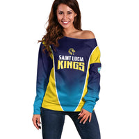 Custom St Lucia Kings Cricket Off Shoulder Sweater Beinspired Come On - Wonder Print Shop