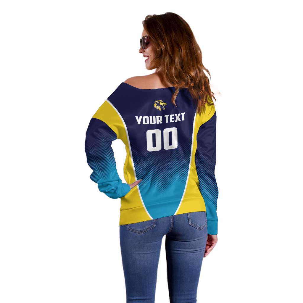 Custom St Lucia Kings Cricket Off Shoulder Sweater Beinspired Come On - Wonder Print Shop