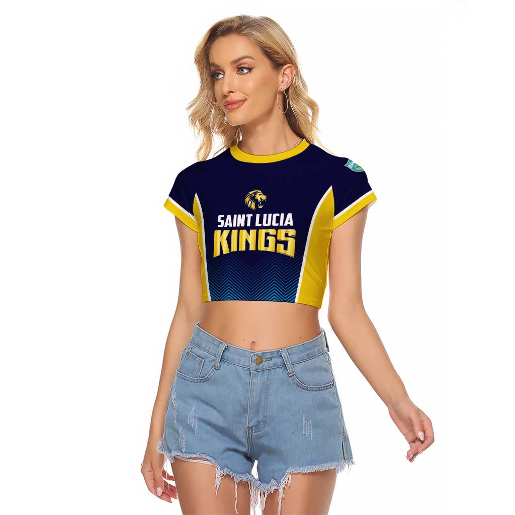 Custom St Lucia Kings Cricket Raglan Cropped T Shirt Beinspired Come On - Wonder Print Shop