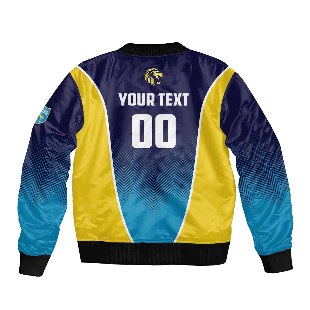 Custom St Lucia Kings Cricket Sleeve Zip Bomber Jacket Beinspired Come On - Wonder Print Shop
