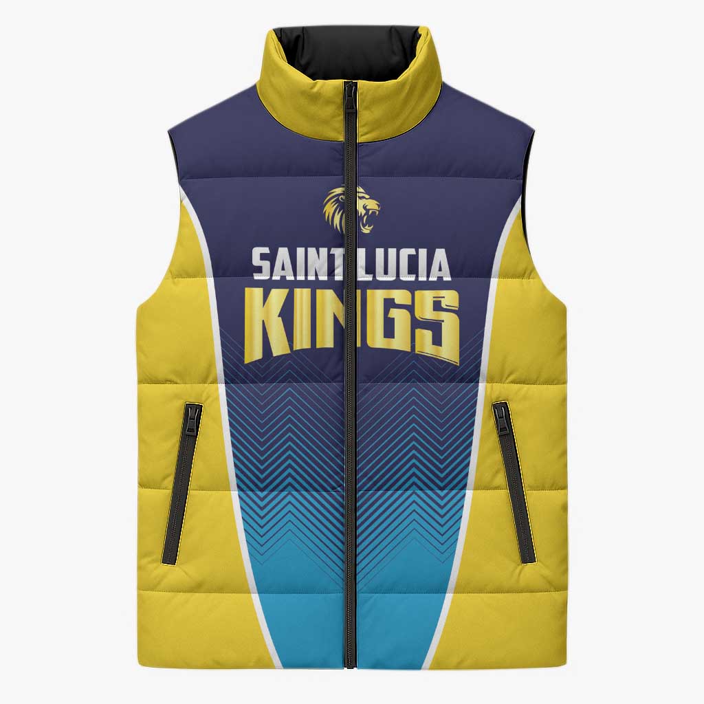 Custom St Lucia Kings Cricket Sleeveless Puffer Jacket Beinspired Come On - Wonder Print Shop