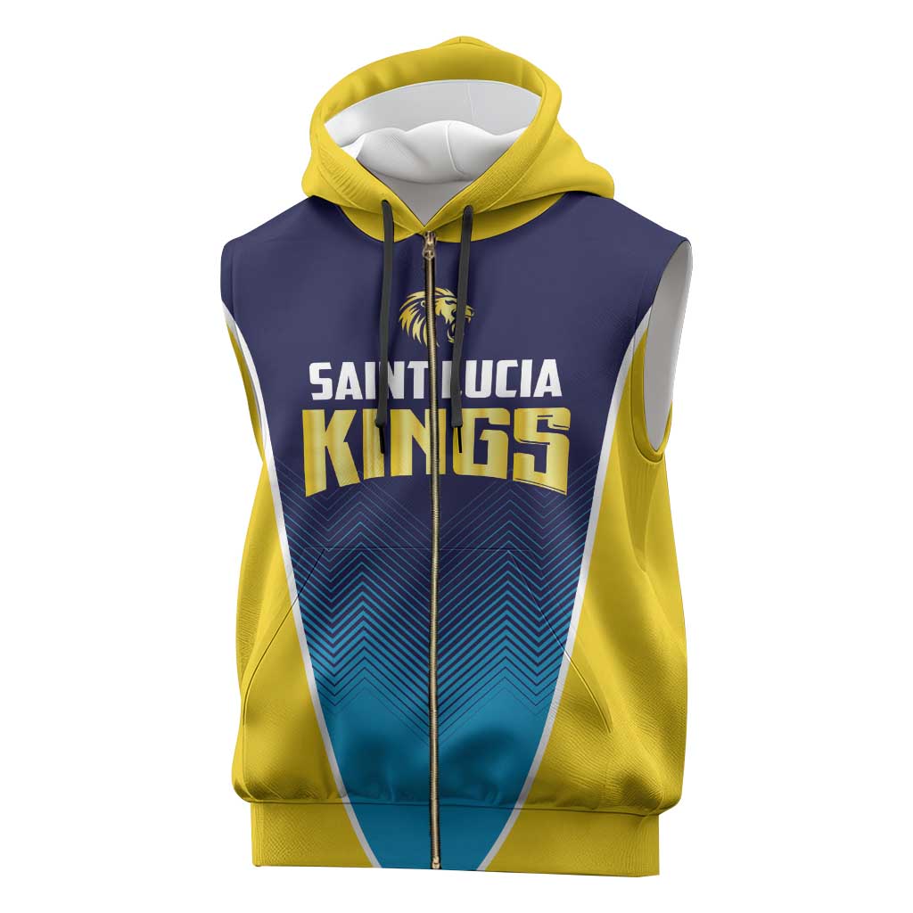Custom St Lucia Kings Cricket Sleeveless Zip Hoodie Beinspired Come On - Wonder Print Shop