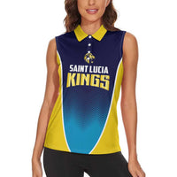 Custom St Lucia Kings Cricket Women Sleeveless Polo Shirt Beinspired Come On - Wonder Print Shop