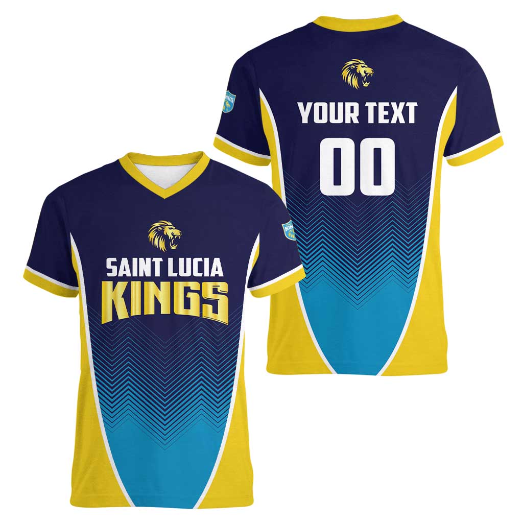 Custom St Lucia Kings Cricket Women V-Neck T-Shirt Beinspired Come On - Wonder Print Shop