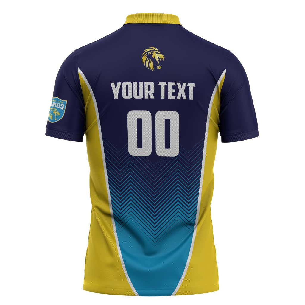 Custom St Lucia Kings Cricket Zipper Polo Shirt Beinspired Come On - Wonder Print Shop