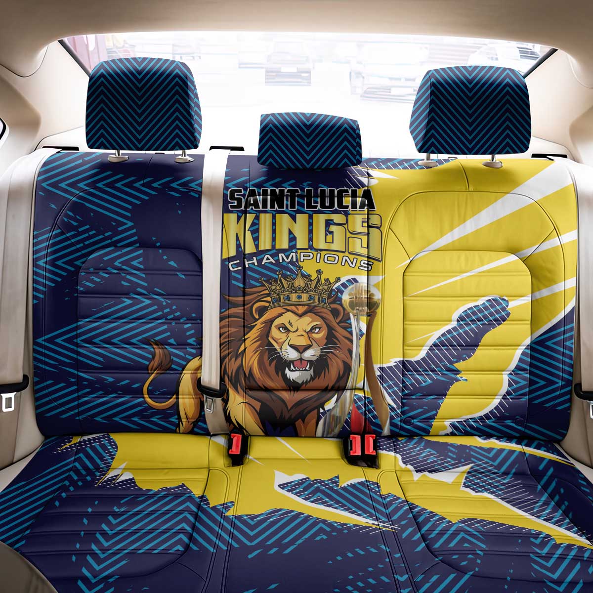 Kings Saint Lucia Champions Cricket Back Car Seat Cover St Lucia Glory Awaits - Wonder Print Shop