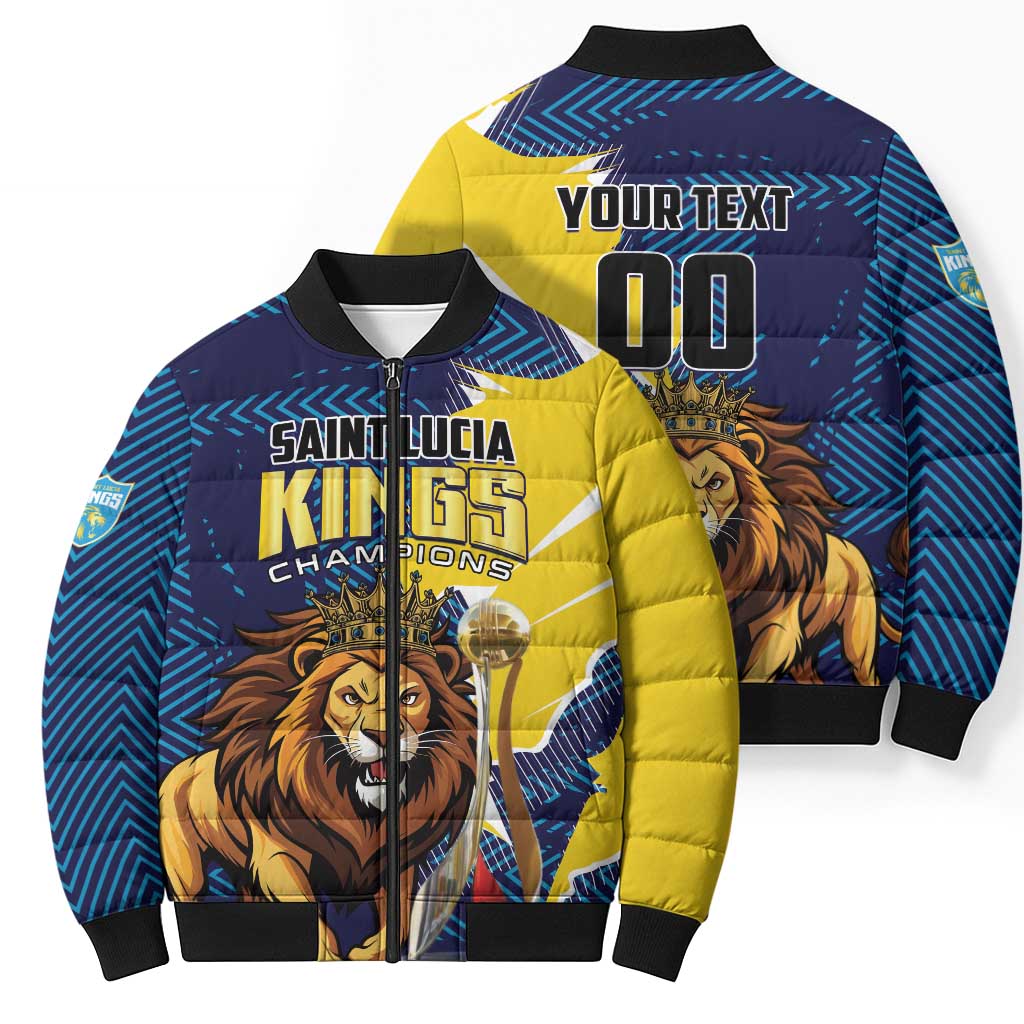 Custom Kings Saint Lucia Champions Cricket Bomber Puffer Jacket St Lucia Glory Awaits - Wonder Print Shop