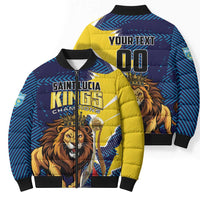 Custom Kings Saint Lucia Champions Cricket Bomber Puffer Jacket St Lucia Glory Awaits - Wonder Print Shop