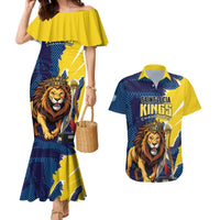 Custom Kings Saint Lucia Champions Cricket Couples Matching Mermaid Dress and Hawaiian Shirt St Lucia Glory Awaits - Wonder Print Shop
